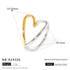 Wholesale Bead Open Heartshaped Ring For Women Stainless Steel With Geometric Pattern And Electroplating
