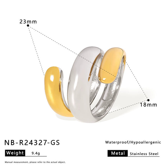 Wholesale Bead Open Heartshaped Ring For Women Stainless Steel With Geometric Pattern And Electroplating