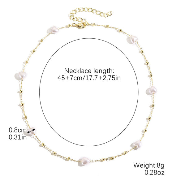 Wholesale Beaded Alloy Necklace Electroplated Geometric Style Women's Clavicle Chain
