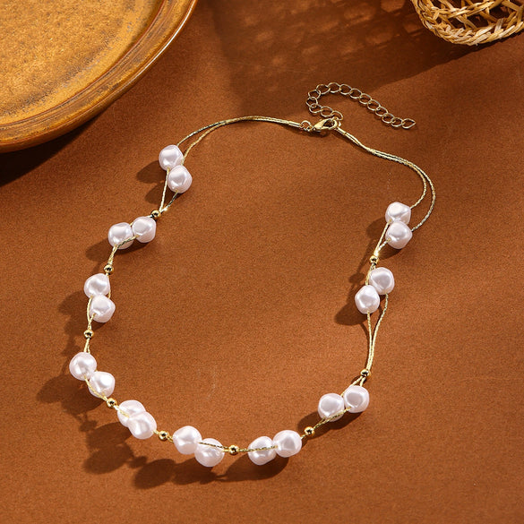 Wholesale Beaded Alloy Necklace Electroplated Geometric Style Women's Clavicle Chain