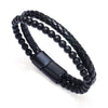 Wholesale Beaded And Leather Woven Bracelet Natural Tiger Eye Volcanic Stone Handmade Geometric Style Unisex