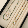 Wholesale Beaded Chain Necklace Handmade With Baroque Pearl African Pine Crystal Egg Yolk Tong Copper Geometric Design For Women