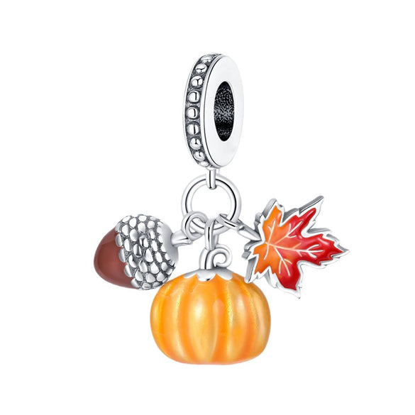 Wholesale Beaded Charm Copper Silver Plated Cute Squirrel Maple Leaf Pine Cone Animal Style Dripping Oil
