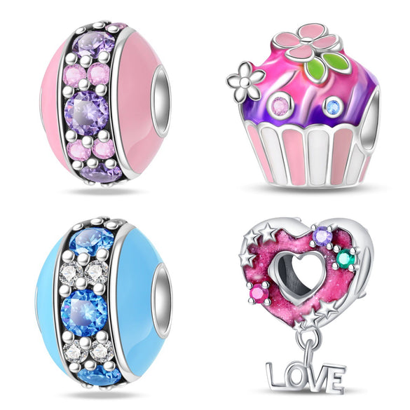 Wholesale Beaded Dessert Macaron Charm Bead Accessories Bracelet Silver Plated Dripping Oil