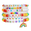 Wholesale Beaded Elastic Soft Ceramic Bracelet With Rainbow Love Pendant Geometric Handmade Polymer Clay Acrylic Glass Beads Unisex Boyfriend Style