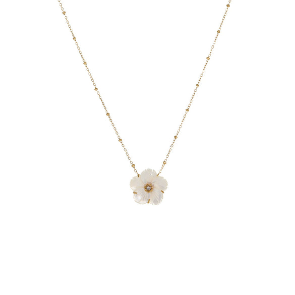 Wholesale Beaded Flower Stacked Stainless Steel 18K Gold Plated Geometric Style Necklace For Women