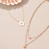 Wholesale Beaded Flower Stacked Stainless Steel 18K Gold Plated Geometric Style Necklace For Women