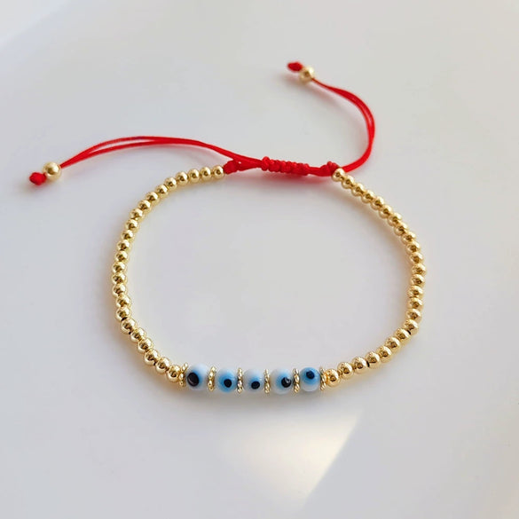 Wholesale Beaded Glaze Evil Eye Pearl Handwoven Women's Jewelry Bracelet With Geometric Pattern