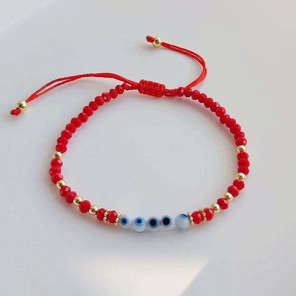 Wholesale Beaded Glaze Evil Eye Pearl Handwoven Women's Jewelry Bracelet With Geometric Pattern