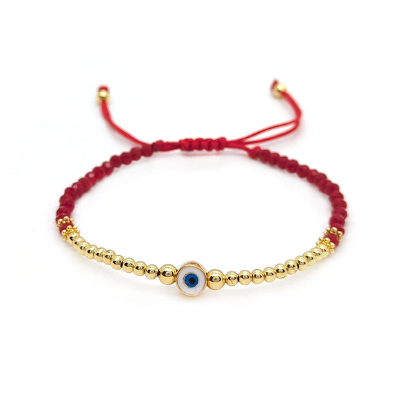 Wholesale Beaded Glaze Evil Eye Pearl Handwoven Women's Jewelry Bracelet With Geometric Pattern