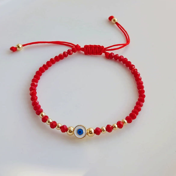 Wholesale Beaded Glaze Evil Eye Pearl Handwoven Women's Jewelry Bracelet With Geometric Pattern