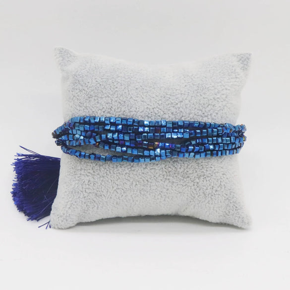 Wholesale Beaded Hand Woven Bohemian Tassel Bracelet Glass Glaze Drop Shape Geometric Style Unisex