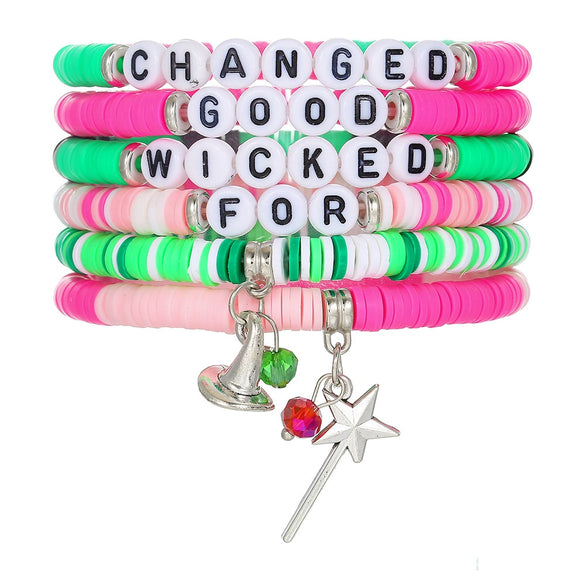Wholesale Beaded Jewelry Soft Ceramic Witch Bracelet Handmade With Witch Hat Magic Wand Pendant And Letter Number Text Design