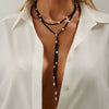 Wholesale Beaded Long Necklace With Metal Disc Tassel Cbb Material Geometric Pattern Electroplated For Women