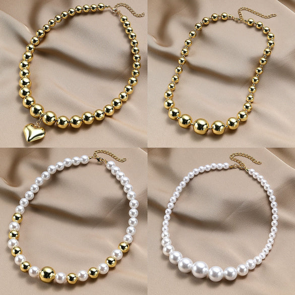 Wholesale Beaded Necklace Acrylic Geometric Electroplating For Women