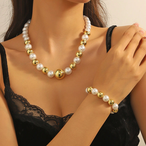 Wholesale Beaded Necklace Acrylic Geometric Electroplating For Women