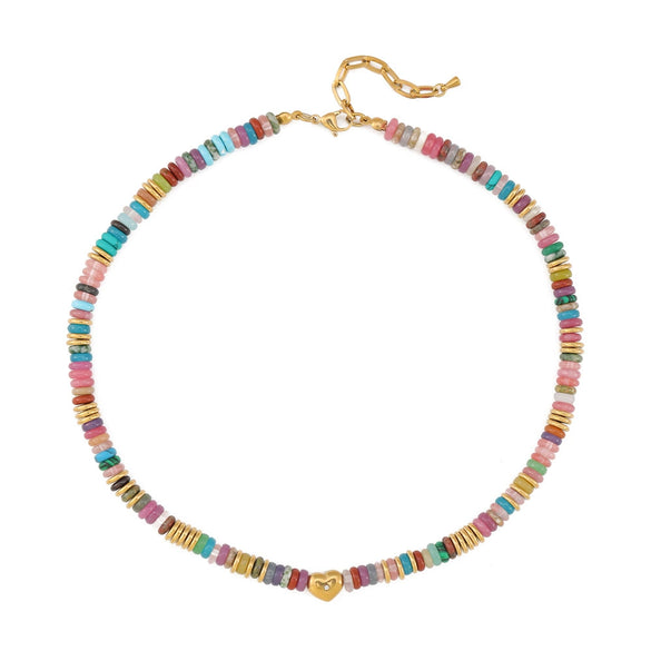 Wholesale Beaded Necklace And Bracelet Geometric Natural Stone And Stainless Steel Handmade Electroplated Unisex