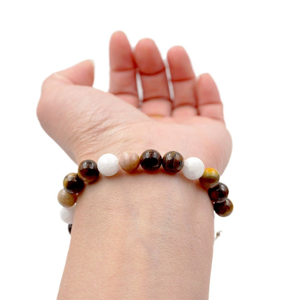Wholesale Beaded Necklace And Bracelet Set Tiger Eye Stone Agate Artificial Crystal Handmade Ushaped Design