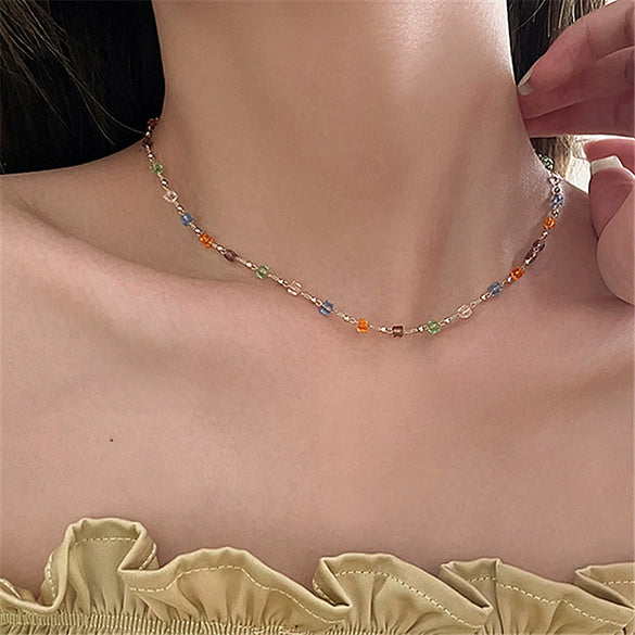 Wholesale Beaded Necklace Geometric Ball Chain Small And Fresh Style
