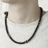 Wholesale Beaded Necklace Handmade Black Matte Volcanic Stone And Organic Glass Geometric Style Unisex