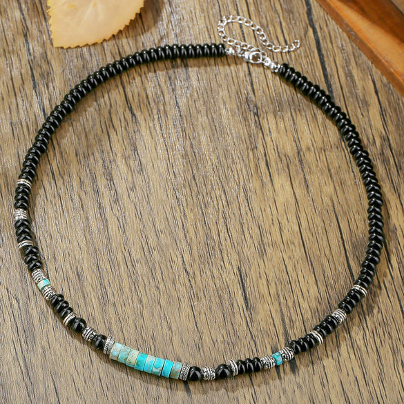 Wholesale Beaded Necklace Imperial Stone Abacus Beads Alloy Zircon Geometric Handmade Unisex O Word Chain