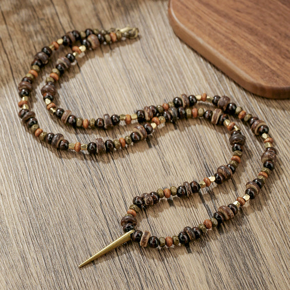 Wholesale Beaded Necklace Imperial Stone Abacus Beads Alloy Zircon Geometric Handmade Unisex O Word Chain
