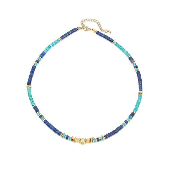 Wholesale Beaded Necklace Natural Stone Pendant Retro Geometric Handmade Style