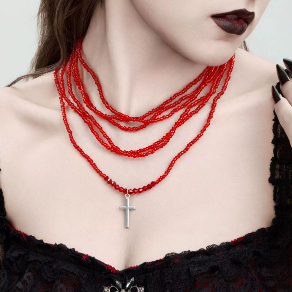 Wholesale Beaded Necklace Plastic Resin Alloy Dark Gothic Geometric Handmade Pendant