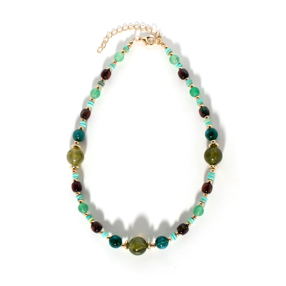 Wholesale Beaded Necklace Plastic Resin Geometric Design Women's Retro Allmatching