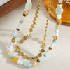 Wholesale Beaded Necklace Shell Blue Pine White Pine Titanium Steel Geometric Handmade Bohemian Style