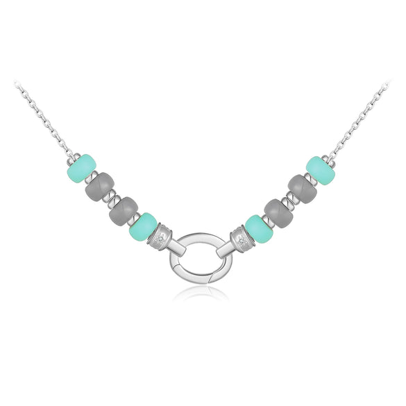 Wholesale Beaded Necklace 925 Sterling Silver Geometric Style Electroplated With Platinum And 18K Gold