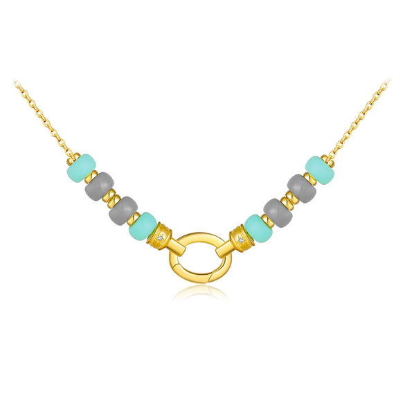 Wholesale Beaded Necklace 925 Sterling Silver Geometric Style Electroplated With Platinum And 18K Gold