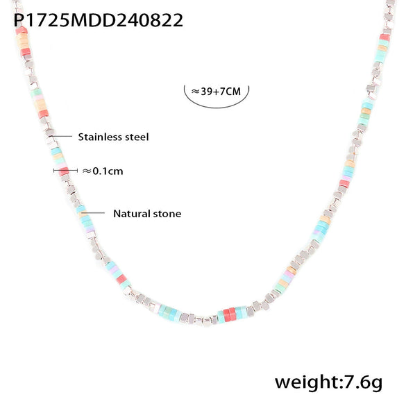Wholesale Beaded Necklace Sweet Style Geometric Pattern Stainless Steel And Titanium Steel Electroplating For Women