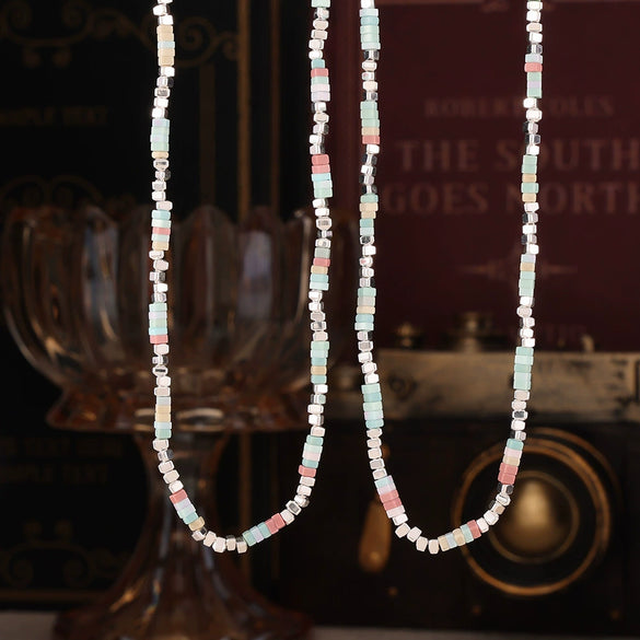 Wholesale Beaded Necklace Sweet Style Geometric Pattern Stainless Steel And Titanium Steel Electroplating For Women