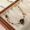 Wholesale Beaded Necklace Tiger Eye Czech Beads Egg Yolk Stone Stainless Steel Geometric Handmade For Women
