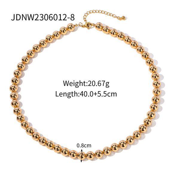 Wholesale Beaded Necklace Titanium Steel Electroplated 18K Gold Geometric Style For Women