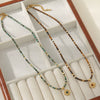 Wholesale Beaded Necklace With Tiger Eye Stone And Titanium Steel Sunflower Star Pendant Handmade Geometric Style For Women