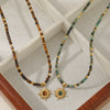 Wholesale Beaded Necklace With Tiger Eye Stone And Titanium Steel Sunflower Star Pendant Handmade Geometric Style For Women