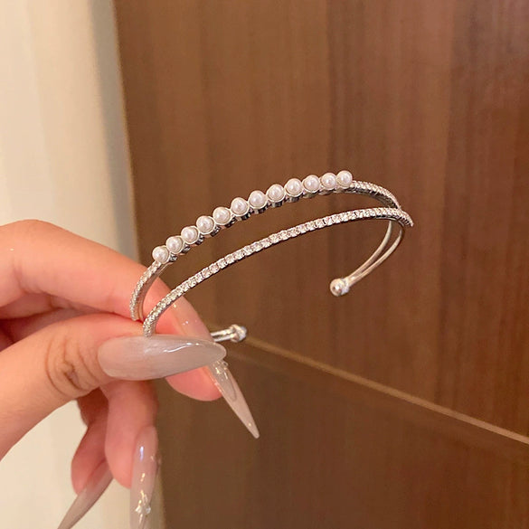 Wholesale Beaded Pearl Cat's Eye Bracelet For Women Copper Alloy With Flower Bow Star Pattern Electroplating