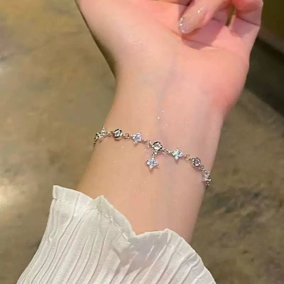 Wholesale Beaded Pearl Cat's Eye Bracelet For Women Copper Alloy With Flower Bow Star Pattern Electroplating