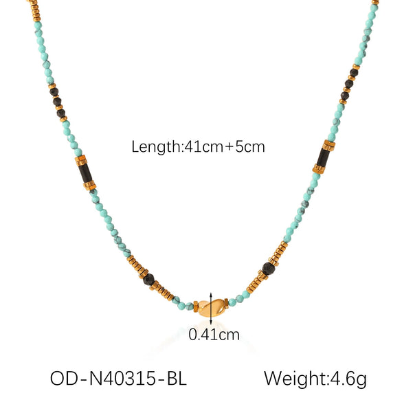 Wholesale Beaded Titanium Steel Necklace With Rhombus And Geometric Patterns Electroplated For Women
