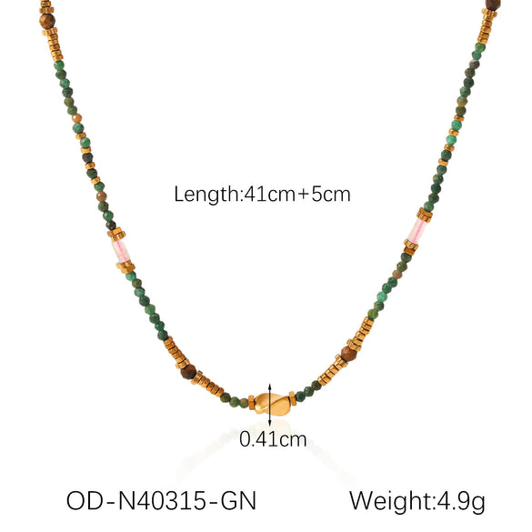 Wholesale Beaded Titanium Steel Necklace With Rhombus And Geometric Patterns Electroplated For Women
