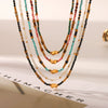 Wholesale Beaded Titanium Steel Necklace With Rhombus And Geometric Patterns Electroplated For Women