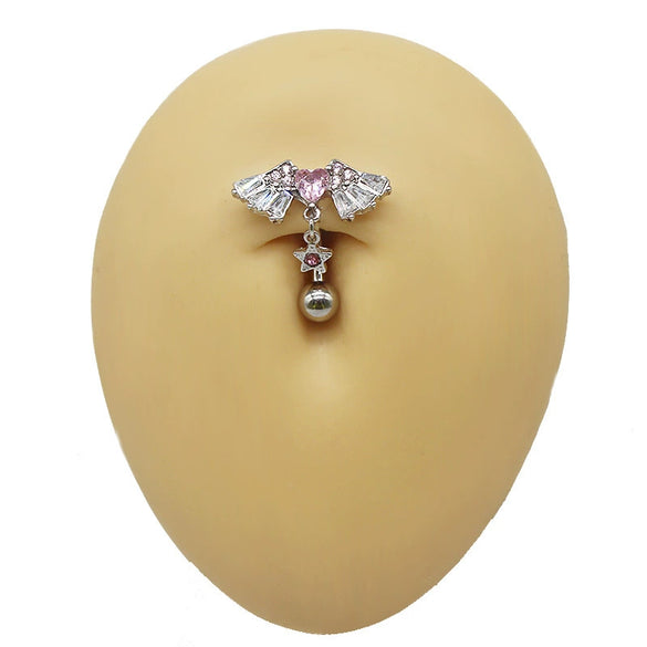 Wholesale Belly Button Ring Chain Jewelry Zinc Alloy Heart Shaped Puncture Jewelry Unisex