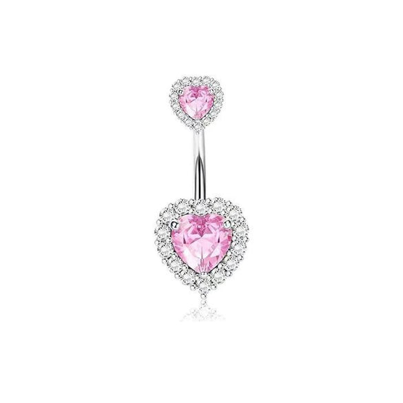 Wholesale Belly Button Ring Set Stainless Steel Inlaid Zircon Heart Shape For Women