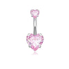 Wholesale Belly Button Ring Set Stainless Steel Inlaid Zircon Heart Shape For Women