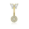 Wholesale Belly Button Ring Set Stainless Steel Inlaid Zircon Heart Shape For Women