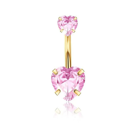 Wholesale Belly Button Ring Set Stainless Steel Inlaid Zircon Heart Shape For Women