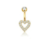 Wholesale Belly Button Ring Set Stainless Steel Inlaid Zircon Heart Shape For Women