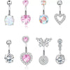 Wholesale Belly Button Ring Set Stainless Steel Inlaid Zircon Heart Shape For Women